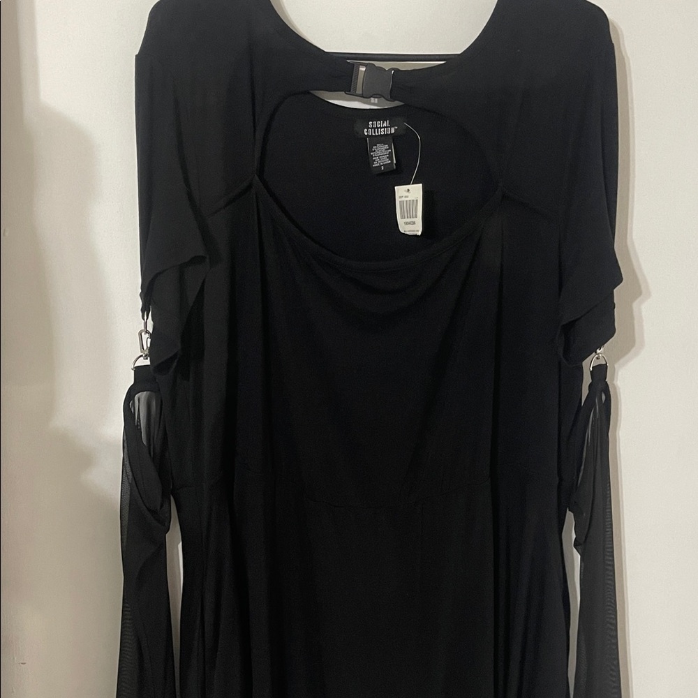 NWT Social Collision black gothic long-sleeve dress. - Picture 10 of 11